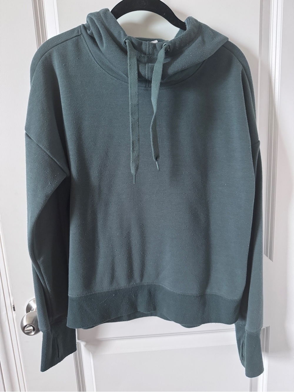 Yogalicious Hooded Pullover Sweatshirt in Deep Teal-Medium